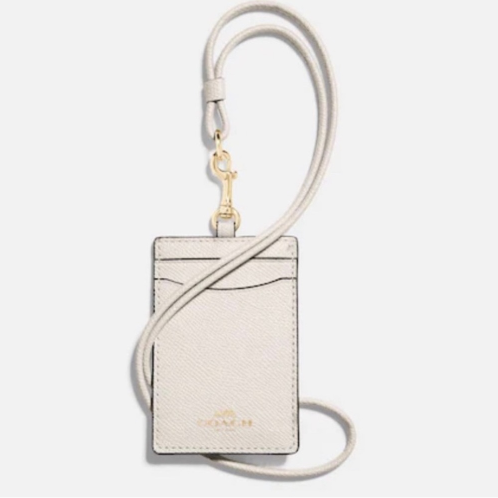 NEW! COACH ID Lanyard, Chalk/Gold, Brand New With Tag On!